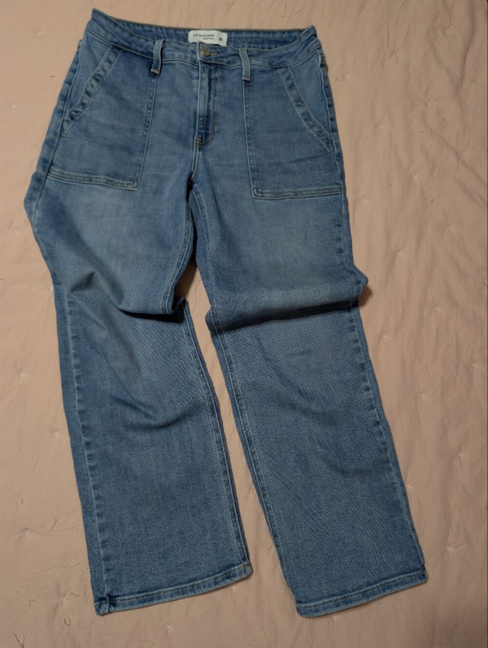 Just Black Denim Utility Wide Leg Jeans Medium Wash Size 28 Made in USA